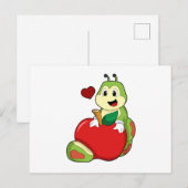 Rups met appel briefkaart (Voorkant / Achterkant)