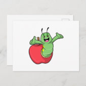 Rups met appel briefkaart (Voorkant / Achterkant)