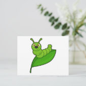 Rups met blad briefkaart (Staand voorkant)