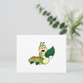 Rups met blad briefkaart (Staand voorkant)