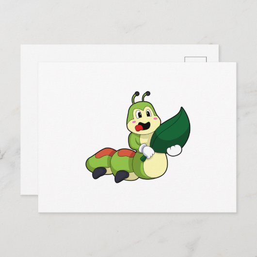 Rups met blad briefkaart (Voorkant / Achterkant)