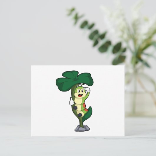 Rups met blad briefkaart (Staand voorkant)