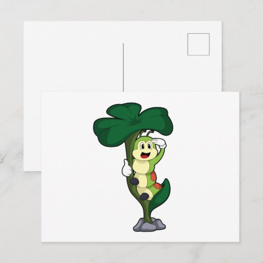 Rups met blad briefkaart (Voorkant / Achterkant)