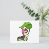 Rups met blad briefkaart (Staand voorkant)