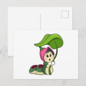 Rups met blad briefkaart (Voorkant / Achterkant)