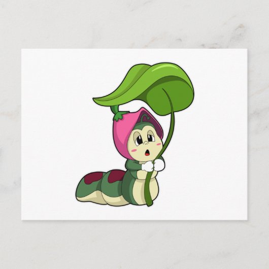 Rups met blad briefkaart (Voorkant)