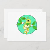 Rups met blad briefkaart (Voorkant / Achterkant)