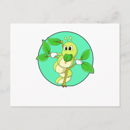 Rups met blad briefkaart (Voorkant)