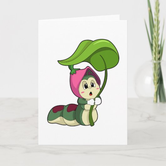 Rups met blad kaart (Voorkant)