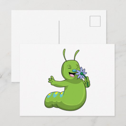 Rups met bloem Madeliefje Briefkaart (Voorkant / Achterkant)