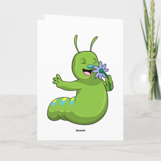 Rups met bloem madeliefje kaart (Achterkant)