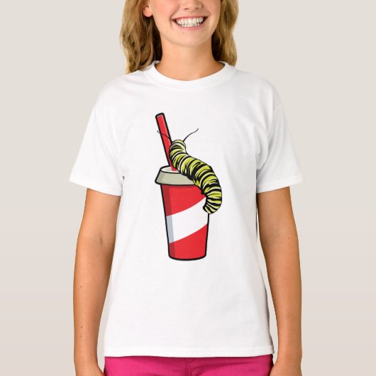 Rups met drankje t-shirt (Voorkant)