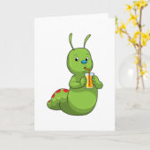 Rups met glas sinaasappelsap kaart (Gele Bloem)