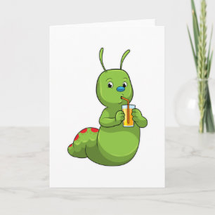 Rups met glas sinaasappelsap kaart