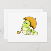 Rups met paraplu briefkaart (Voorkant / Achterkant)