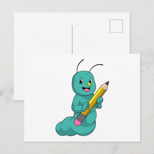 Rups met Potlood Briefkaart (Voorkant / Achterkant)