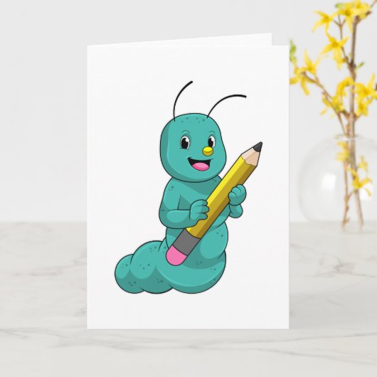 Rups met potlood kaart (Gele Bloem)