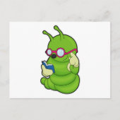 Rups Met Zonnebril & Boek Briefkaart (Voorkant)