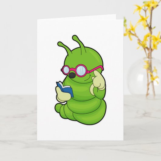 Rups met zonnebril en boek kaart (Gele Bloem)