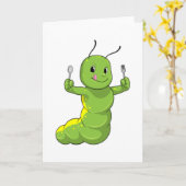 Rupsje met Lepel & Vork Kaart (Gele Bloem)