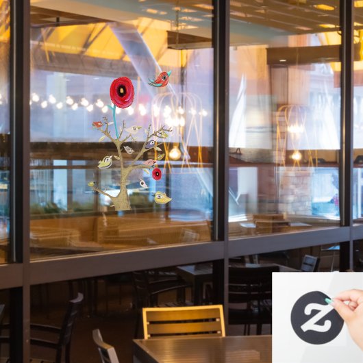 Rupydetequila vogels transparante decal kunst raam (Restaurant Raam)