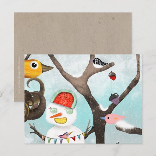 Rupydetequila Winter Snowman Briefkaart (Voorkant / Achterkant)