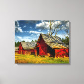 Rural America Red Barn Canvas Afdruk (Voorkant)