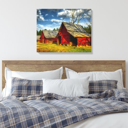 Rural America Red Barn Canvas Afdruk (Insitu (Slaapkamer))