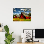 Rural America Red Barn Poster (Thuiskantoor)
