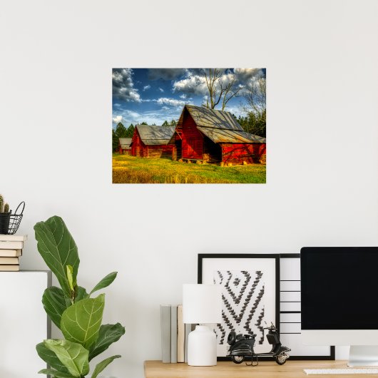 Rural America Red Barn Poster (Thuiskantoor)