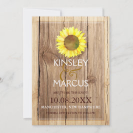 Rural Barn wood Sunflower Wedding Save the Date