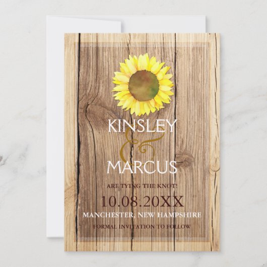 Rural Barn wood Sunflower Wedding Save the Date (Voorkant)