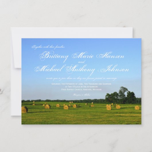 Rural Boerderij Hay Bales Country Wedding Invitati Kaart (Voorkant)