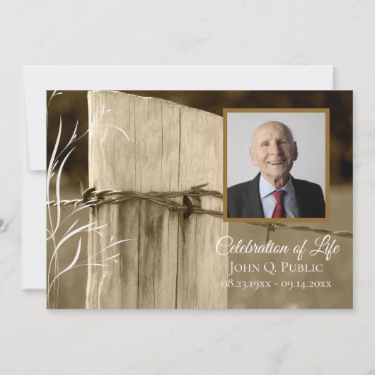 Rural Fence Post Celebration of Life Memorial Kaart (Voorkant)