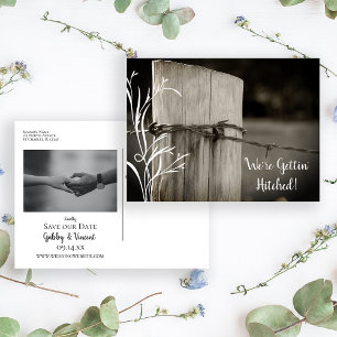 Rural Fence Post Ranch Wedding Save the Date Aankondigingskaart