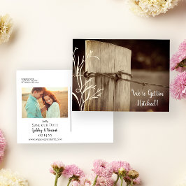 Rural Fence Post Ranch Wedding Save the Date Aankondigingskaart