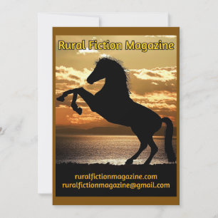 Rural Fiction Magazine Logo paard en zonsondergang Feestdagenkaart