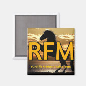 Rural Fiction Magazine Logo paard en zonsondergang Magneet (Voorkant / Achterkant)