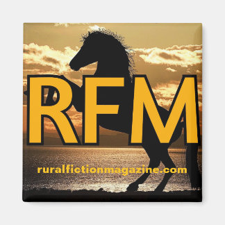 Rural Fiction Magazine Logo paard en zonsondergang Magneet