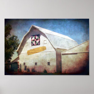 Rural Iowa Barn Corn en Quilt Poster
