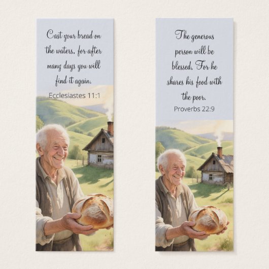 Rural landscape bookmark with motivating Bible Mini Visitekaartjes (Voorkant /achterkant)