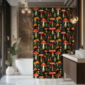 Rural Life Curtain Mushrooms in a Rustic Palette Douchegordijn