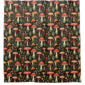 Rural Life Curtain Mushrooms in a Rustic Palette Douchegordijn (Voorkant)