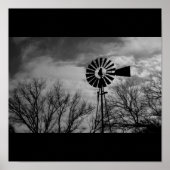 Rural Nebraska antiek Windmill Winter Boerderij Poster (Voorkant)