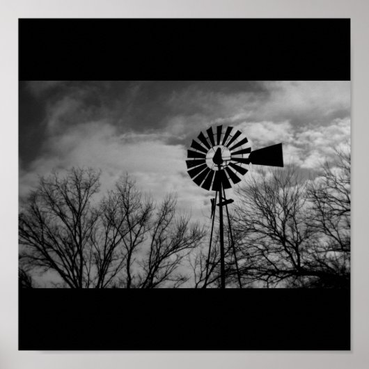 Rural Nebraska antiek Windmill Winter Boerderij Poster (Voorkant)