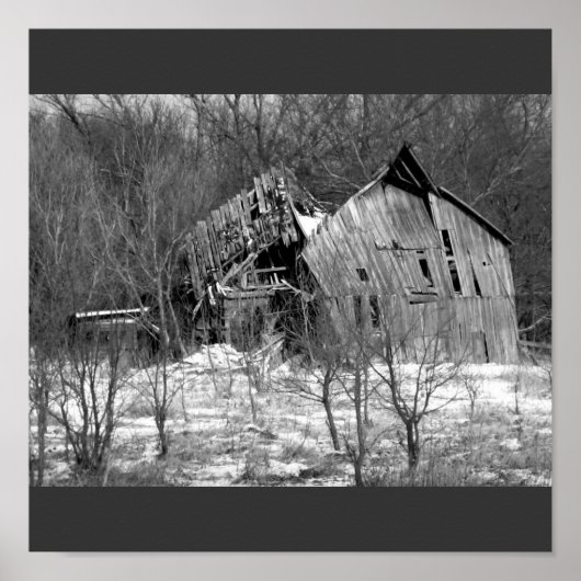 Rural Nebraska Barn B&W Poster (Voorkant)