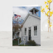 Rural One Room School en American Flag Kaart (Gele Bloem)