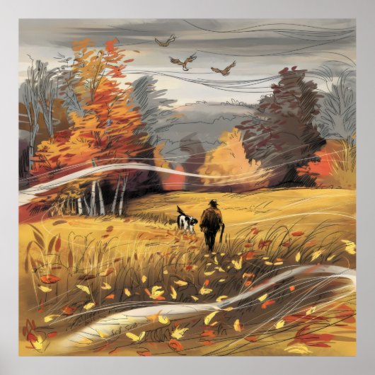 Rural Pursuit Pheasant Hunting Herfst Natuur Poster (Voorkant)