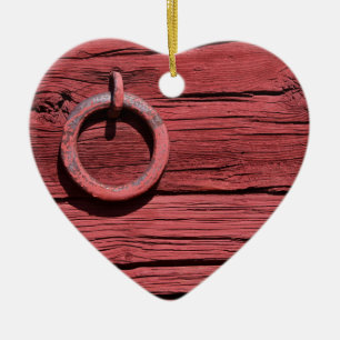 Rural Red Wooden Barn Wall Romantic Heart Keramisch Ornament