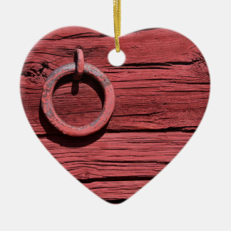 Rural Red Wooden Barn Wall Romantic Heart Keramisch Ornament